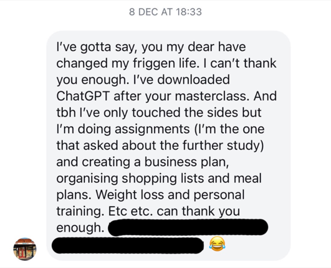 Direct message from a student