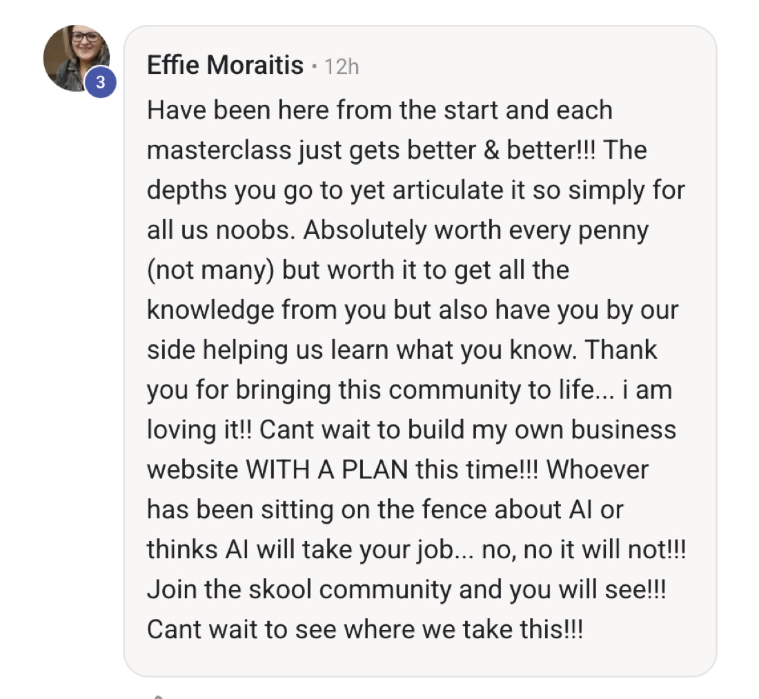 Skool post from Effie Moraitis